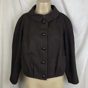 VTG Y2K Semantiks Cozy Tweed Jacket Brown Black Retro Cottagecore Size Medium